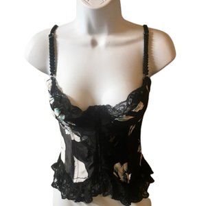 Corset Mara Intimates Vintage 90s Bustier Black Lace Floral Boning 34 B/C
